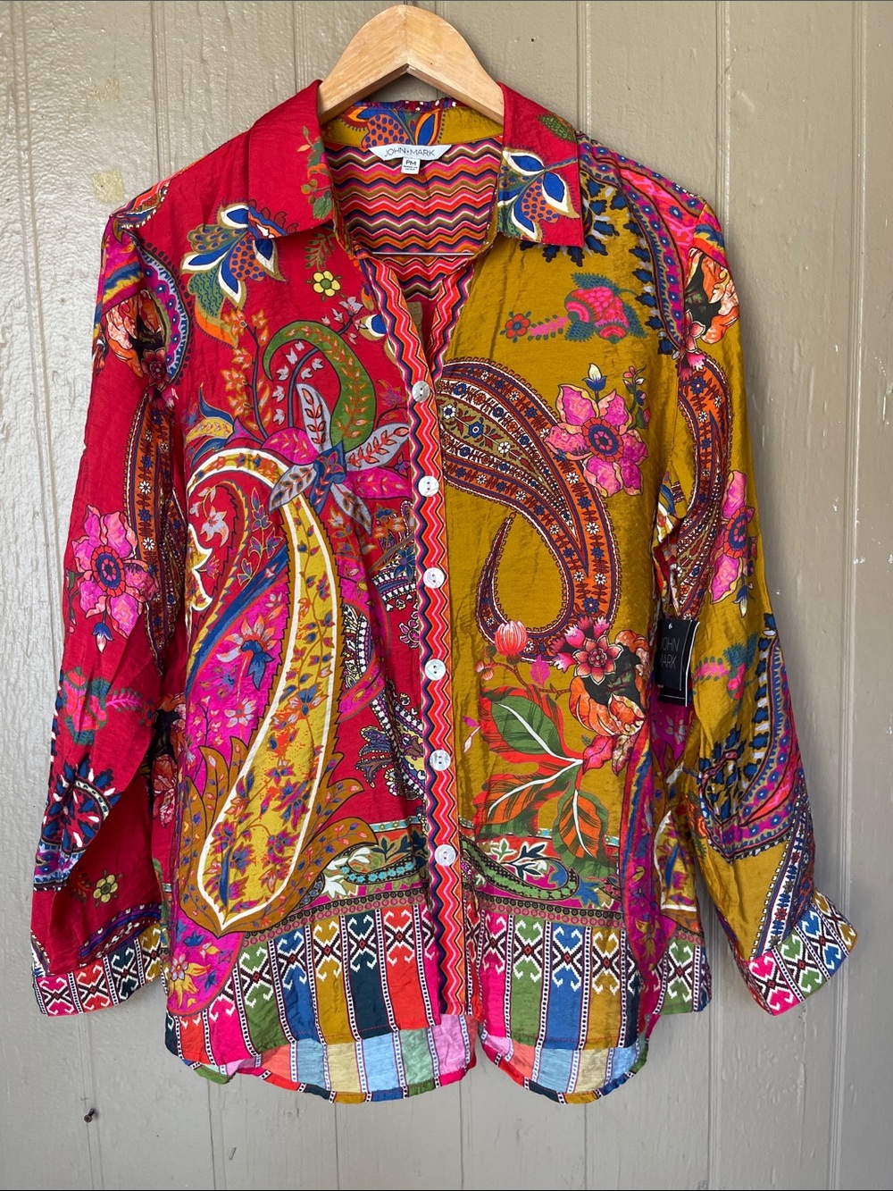 John Mark Vibrant Multicolor Paisley Button-Up Shirt Size PM